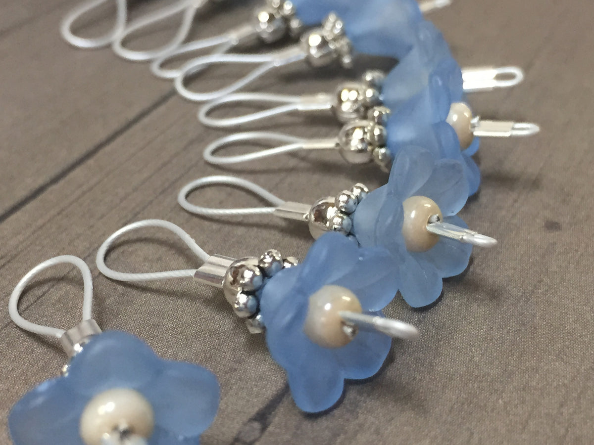 Blue Flowers Wire Loop Stitch Markers – Jill's Beaded Knit Bits
