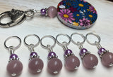 Multi-Colored Floral Stitch Marker Holder & Snag Free Purple Cats Eye Markers , Stitch Markers - Jill's Beaded Knit Bits, Jill's Beaded Knit Bits
 - 5