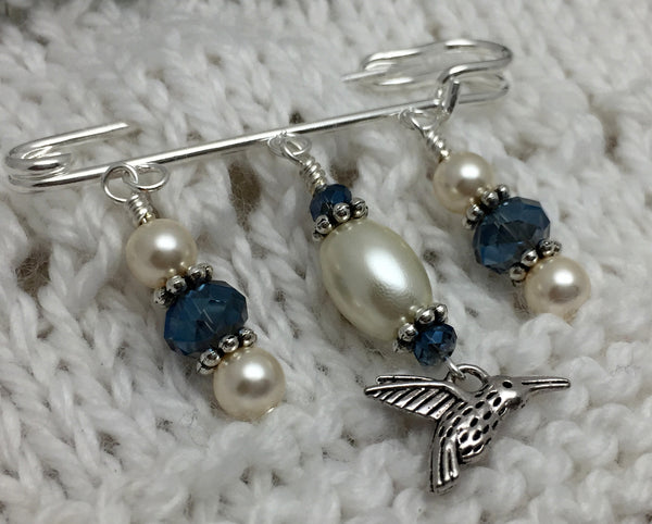 Hummingbird Beaded Shawl Pin , jewelry - Jill's Beaded Knit Bits, Jill's Beaded Knit Bits
 - 1