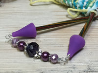 Crystal Knitting Needle Point Protector Jewelry- Purple , stitch holder - Jill's Beaded Knit Bits, Jill's Beaded Knit Bits
 - 7