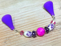 Knitting Needle Point Protector Jewelry- Purple Flowers , stitch holder - Jill's Beaded Knit Bits, Jill's Beaded Knit Bits
 - 3
