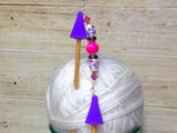 Knitting Needle Point Protector Jewelry- Purple Flowers , stitch holder - Jill's Beaded Knit Bits, Jill's Beaded Knit Bits
 - 8