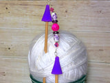 Knitting Needle Point Protector Jewelry- Purple Flowers , stitch holder - Jill's Beaded Knit Bits, Jill's Beaded Knit Bits
 - 9