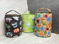 Cylinder Shape Knitting and Crochet Project Bags, Zip Top Project Tote