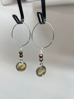 Abalone Shell Dangle Hoop Earrings