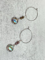 Abalone Shell Dangle Hoop Earrings