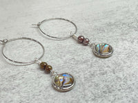 Abalone Shell Dangle Hoop Earrings