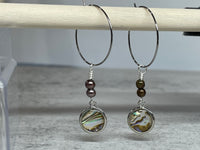 Abalone Shell Dangle Hoop Earrings