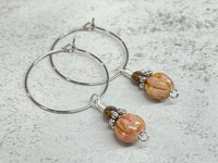 Melon Bead Drop Hoop Earrings