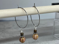 Melon Bead Drop Hoop Earrings