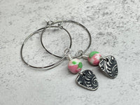 Antique Silver Triangle Drop Hoop Earrings