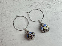 Beaded Glass Drop Hoop Earrings