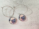 Blonde Pug Drop Hoop Earrings