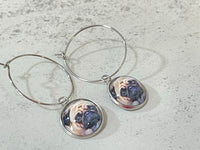 Blonde Pug Drop Hoop Earrings