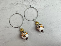 Beaded Glass Drop Hoop Earrings