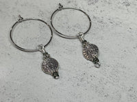 Silver Drop Hoop Earrings