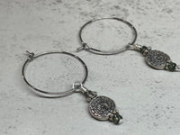 Silver Drop Hoop Earrings