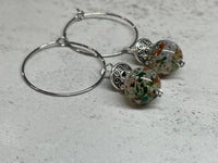 Beaded Glass Drop Hoop Earrings