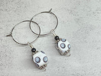 Polka Dot Glass Beaded Drop Hoop Earrings