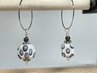 Polka Dot Glass Beaded Drop Hoop Earrings