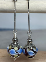 Beaded Glass Drop Hoop Earrings