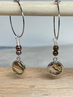 Abalone Shell Dangle Hoop Earrings