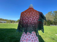 Hand Knit Autumn Crescent Shape Lace Shawl