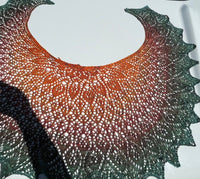 Hand Knit Autumn Crescent Shape Lace Shawl