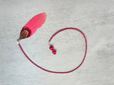 Pink Feather Beaded Bookmark- Book Thong