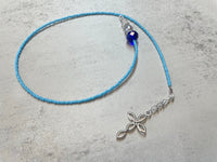 Cross Charm Beaded Bookmark- Book Thong