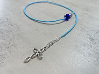 Cross Charm Beaded Bookmark- Book Thong