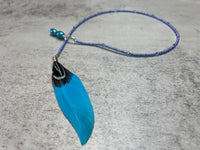 Blue Feather Beaded Bookmark- Book Thong