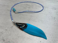 Blue Feather Beaded Bookmark- Book Thong