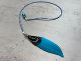 Blue Feather Beaded Bookmark- Book Thong