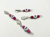 0 to 99 Pink Row Counter System - Number Stitch Markers