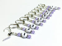 Removable Locking Number Stitch Marker Set- Lilac