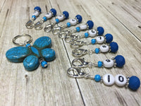 Numbered Stitch Marker Set with Blue Butterfly Holder , Stitch Markers - Jill's Beaded Knit Bits, Jill's Beaded Knit Bits
 - 4