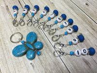 Numbered Stitch Marker Set with Blue Butterfly Holder , Stitch Markers - Jill's Beaded Knit Bits, Jill's Beaded Knit Bits
 - 7