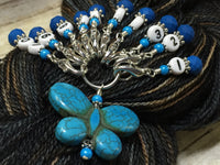 Numbered Stitch Marker Set with Blue Butterfly Holder , Stitch Markers - Jill's Beaded Knit Bits, Jill's Beaded Knit Bits
 - 8