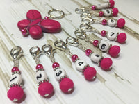 Numbered Stitch Marker Set with Pink Butterfly Holder , Stitch Markers - Jill's Beaded Knit Bits, Jill's Beaded Knit Bits
 - 3