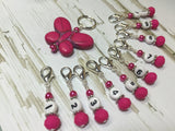 Numbered Stitch Marker Set with Pink Butterfly Holder , Stitch Markers - Jill's Beaded Knit Bits, Jill's Beaded Knit Bits
 - 6