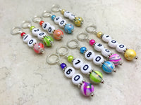 Rainbow Counting Stitch Markers- Number Row Counter 10-100