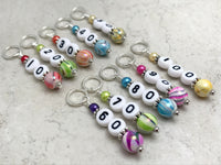 Rainbow Counting Stitch Markers- Number Row Counter 10-100