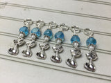 Snag Free Cat Stitch Markers in Blue Crystal- 6 Piece Set , Stitch Markers - Jill's Beaded Knit Bits, Jill's Beaded Knit Bits
 - 3