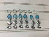 Snag Free Cat Stitch Markers in Blue Crystal- 6 Piece Set , Stitch Markers - Jill's Beaded Knit Bits, Jill's Beaded Knit Bits
 - 1