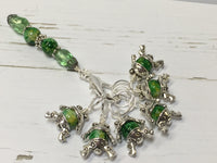 6 Little Green Frogs Stitch Markers & Optional Holder Clip , stitch markers - Jill's Beaded Knit Bits, Jill's Beaded Knit Bits
 - 5