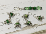 6 Little Green Frogs Stitch Markers & Optional Holder Clip , stitch markers - Jill's Beaded Knit Bits, Jill's Beaded Knit Bits
 - 6