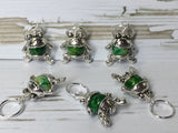 6 Little Green Frogs Stitch Markers & Optional Holder Clip , stitch markers - Jill's Beaded Knit Bits, Jill's Beaded Knit Bits
 - 3