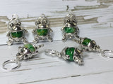 6 Little Green Frogs Stitch Markers & Optional Holder Clip , stitch markers - Jill's Beaded Knit Bits, Jill's Beaded Knit Bits
 - 1