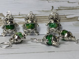 6 Little Green Frogs Stitch Markers & Optional Holder Clip , stitch markers - Jill's Beaded Knit Bits, Jill's Beaded Knit Bits
 - 2